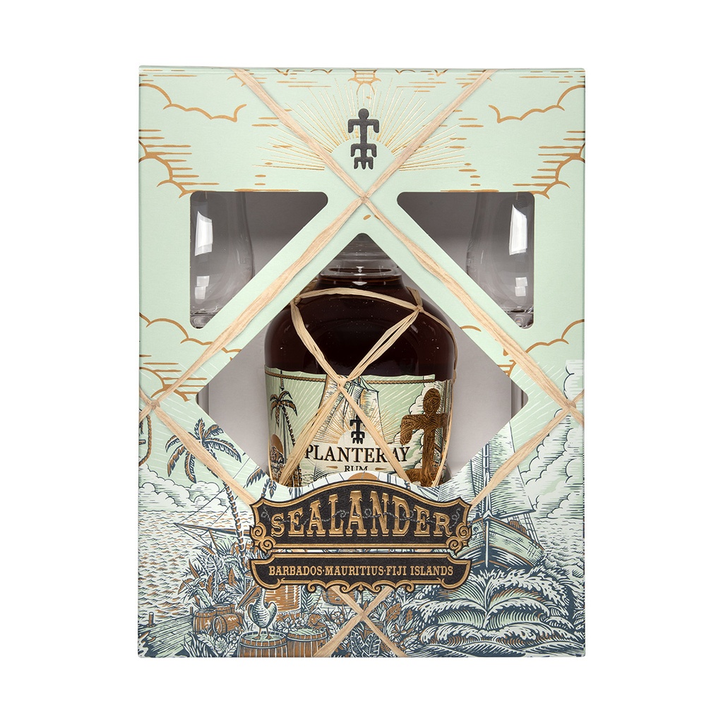 Planteray Sealander Rum Geschenkpackung mit 2 Gläsern 70cl
