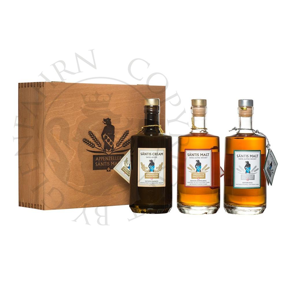 Säntis Malt Holzkiste Edition Himmelberg, Sigel, Marwees 3x50cl