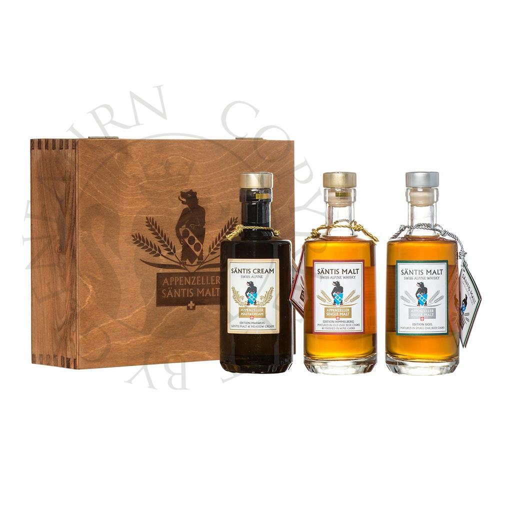 Säntis Malt Holzkiste Edition Himmelberg, Sigel, Marwees 3x20cl