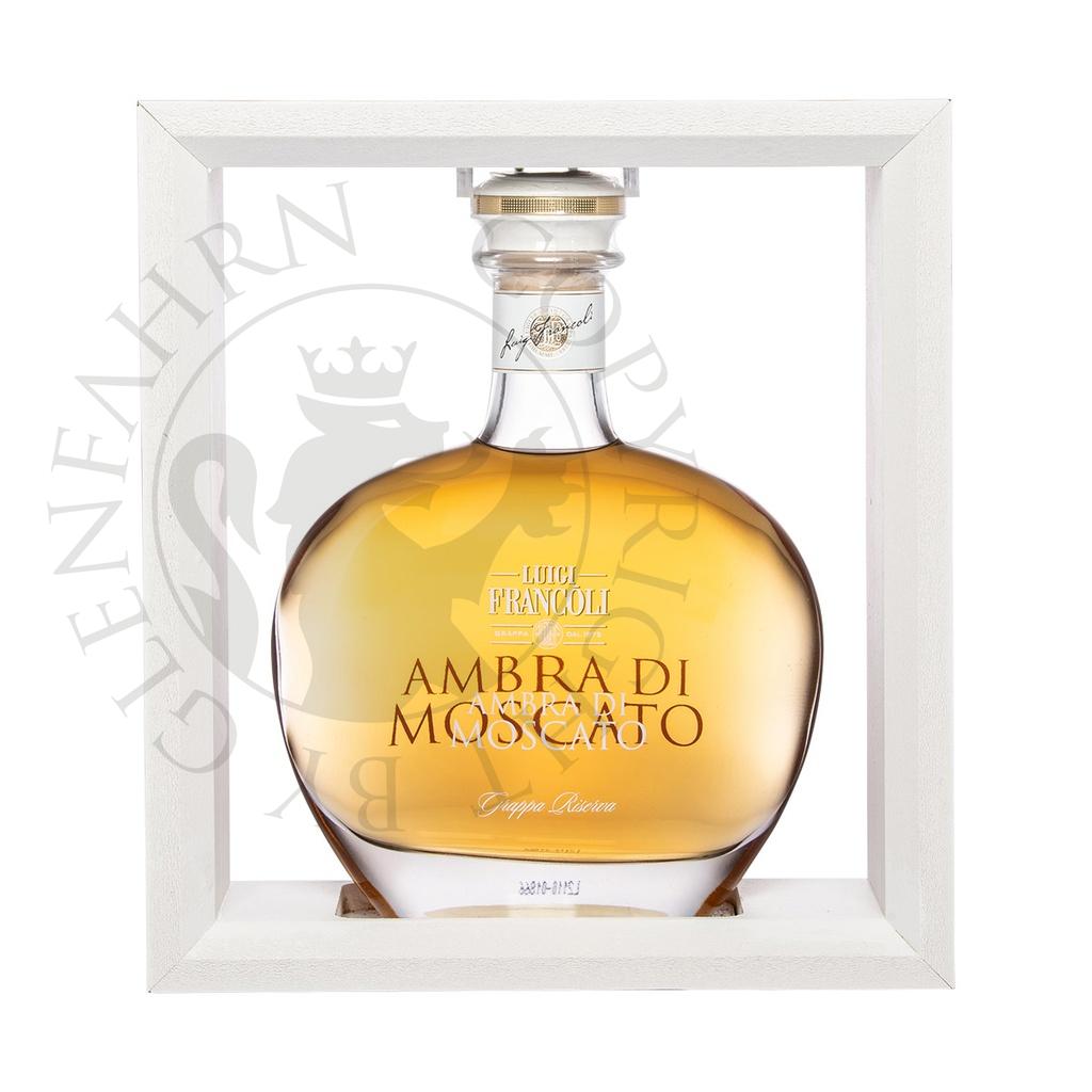 Luigi Francoli l'Ambra di Moscato Grappa Riserva in Holzrahmen 70cl