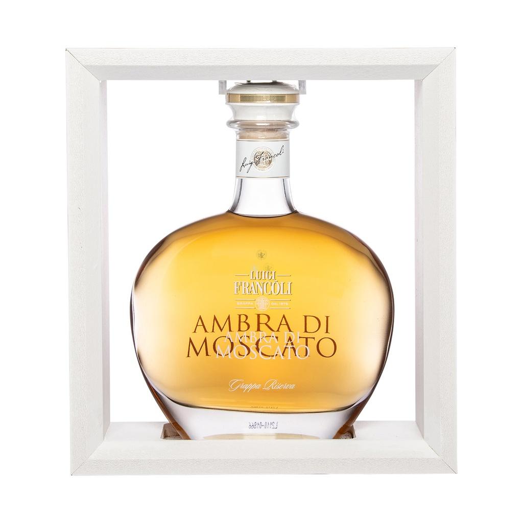 Luigi Francoli l'Ambra di Moscato Grappa Riserva in Holzrahmen 70cl