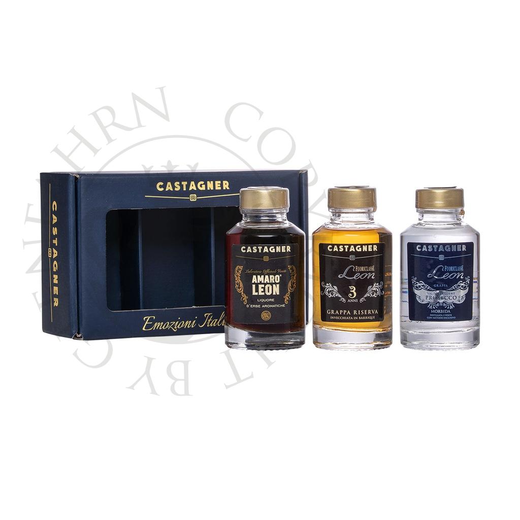 Castagner Set Emozioni Italiane Amaro Leon, Leon Prosecco, Leon 3 anni 3x10cl
