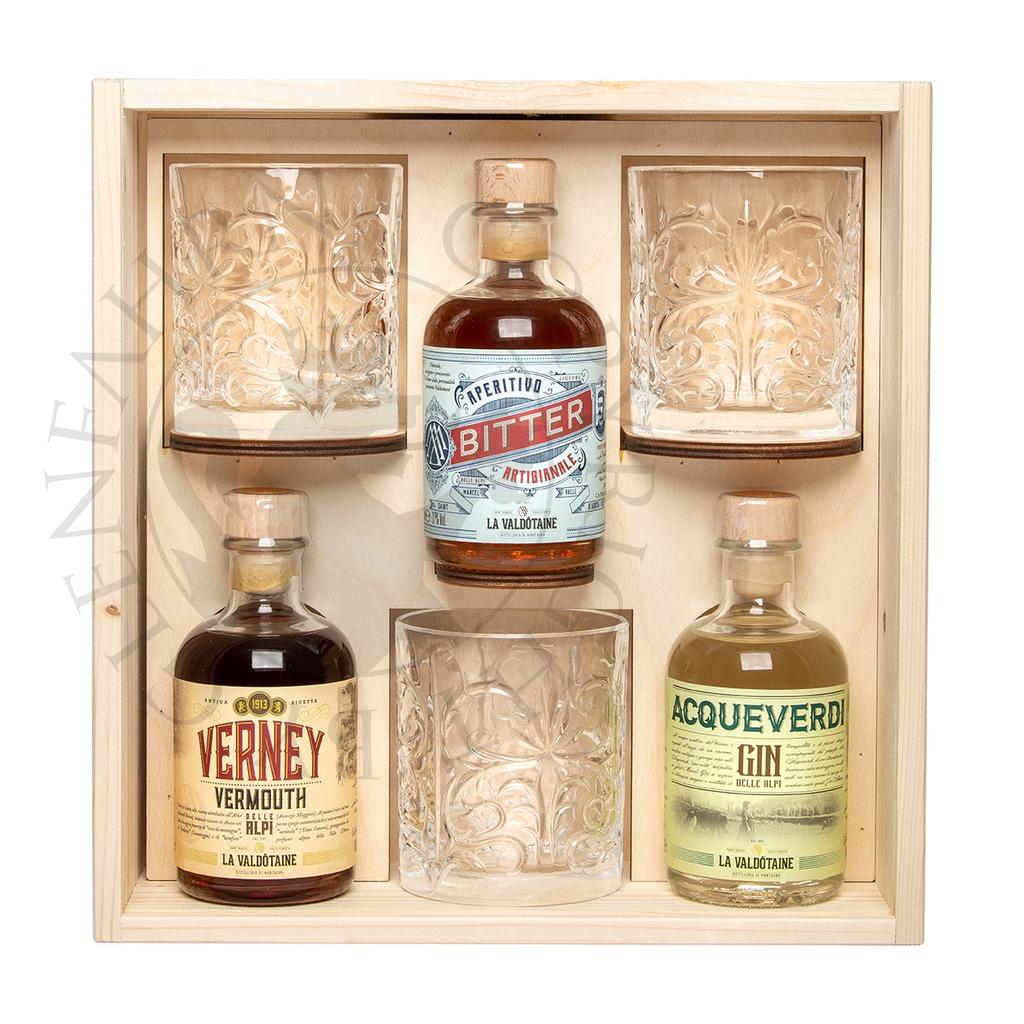 La Valdotaine Negroni Alpino Set Acqueverdi Gin, Verney Vermouth, Bitter 3x20cl