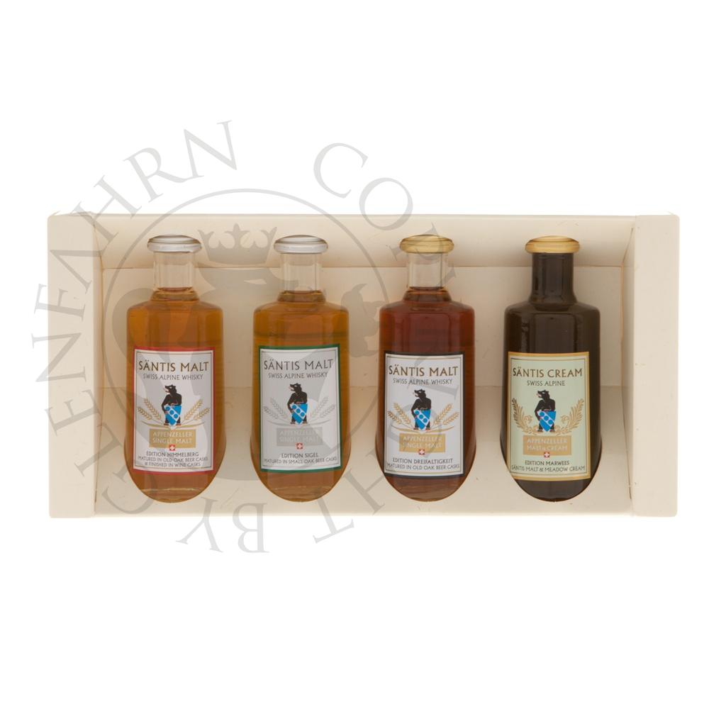 Säntis Malt Miniature Set Edition Himmelberg, Sigel, Dreifaltigkeit, Marwees 4x4cl