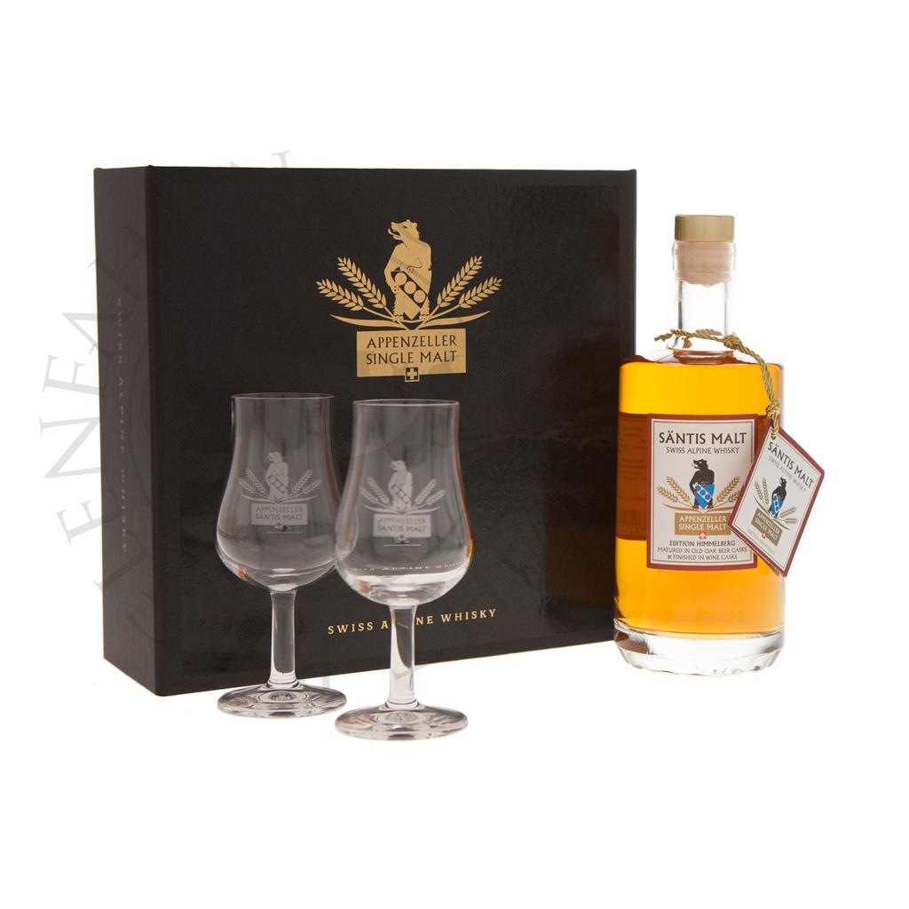 Säntis Malt Edition Himmelberg Premium Geschenkpackung mit 2 Gläsern 50cl