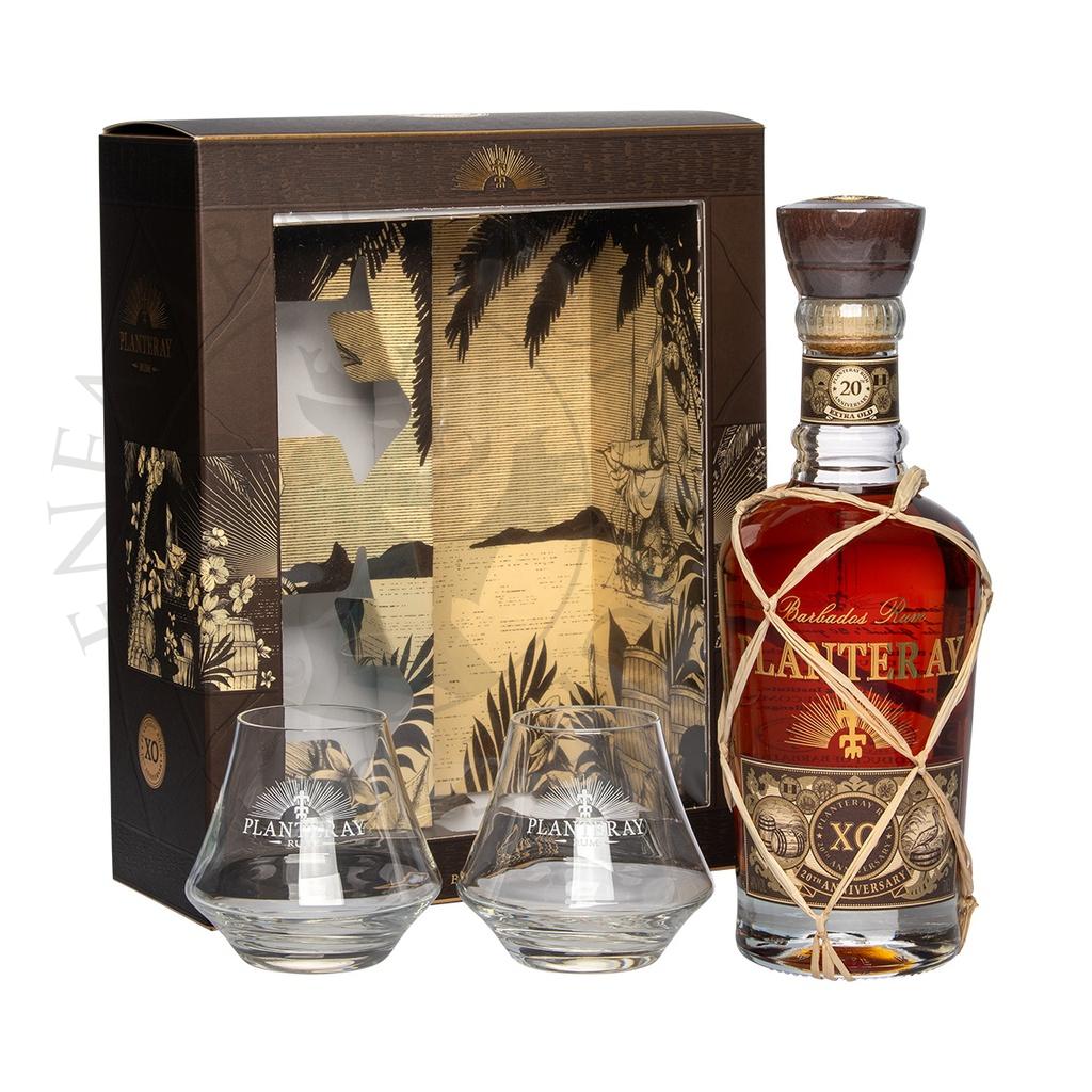 Planteray XO 20th Anniversary Extra Old Barbados Rum Geschenkpackung mit 2 Gläsern 70cl