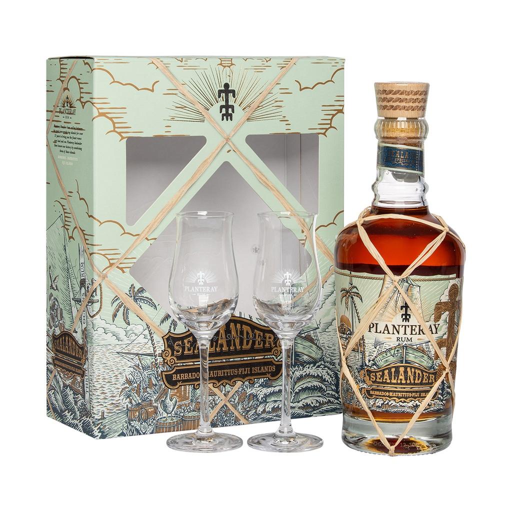 Planteray Sealander Rum Geschenkpackung mit 2 Gläsern 70cl