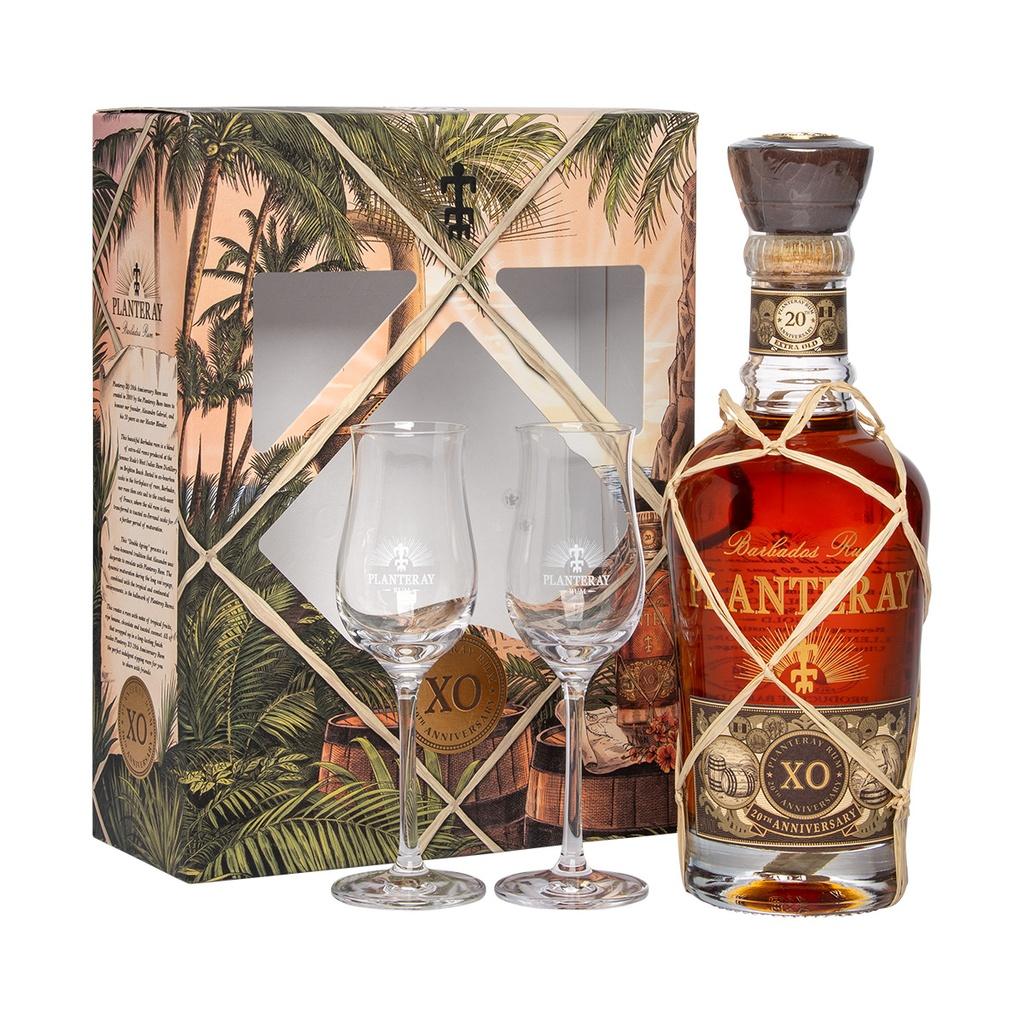 Planteray XO 20th Anniversary Extra Old Barbados Rum Geschenkpackung mit 2 Gläsern 70cl