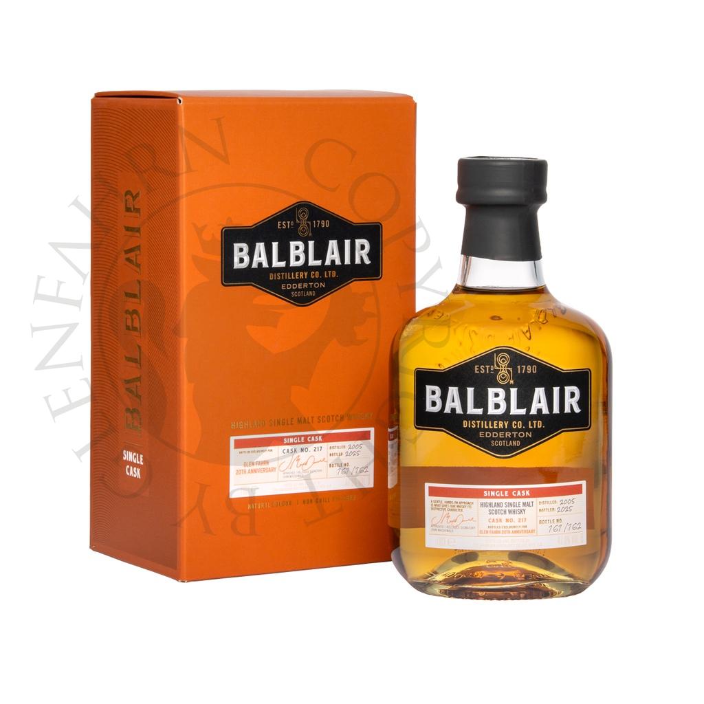 Balblair 2005 20y Cask#217 Glen Fahrn 20th Anniversary Bottling Highland Single Malt Scotch Whisky 70cl