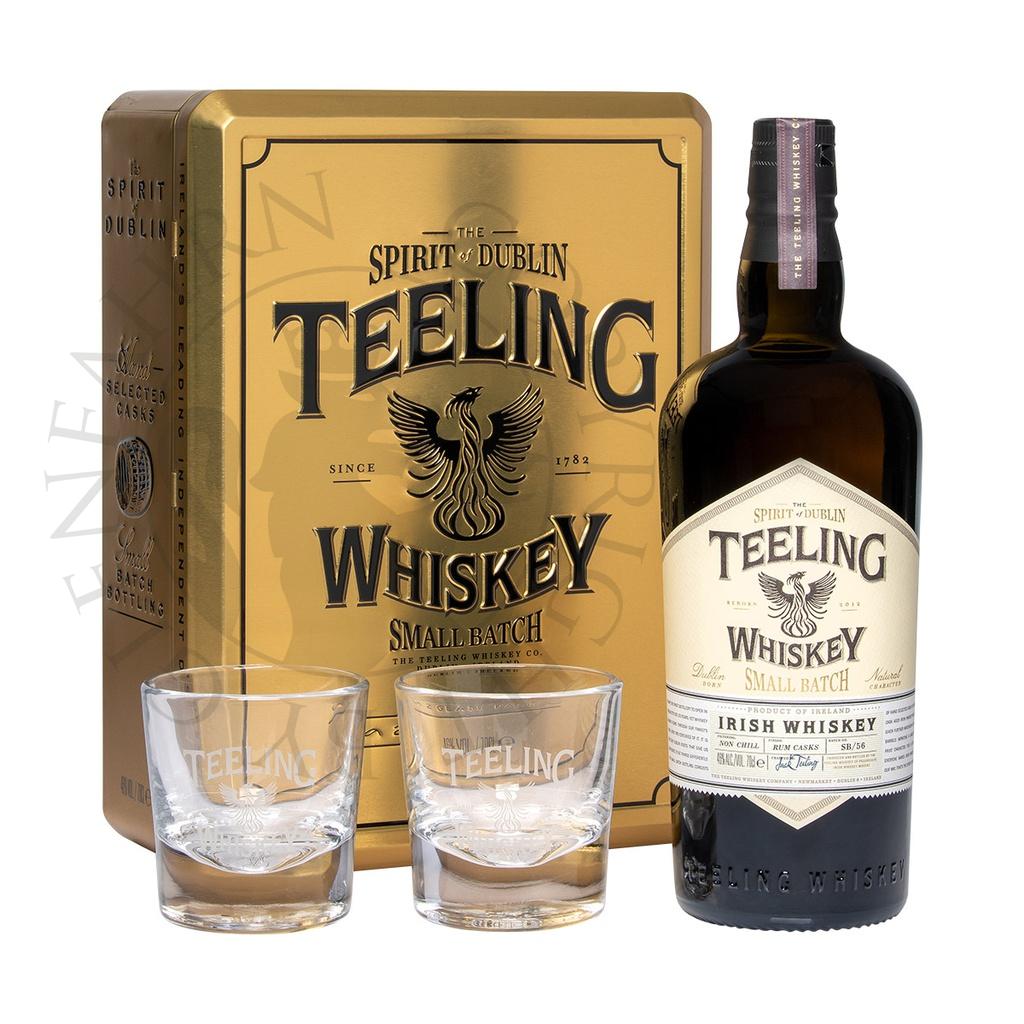 Teeling Small Batch Rum Cask Geschenkpackung Metall (gold) mit 2 Gläsern 70cl
