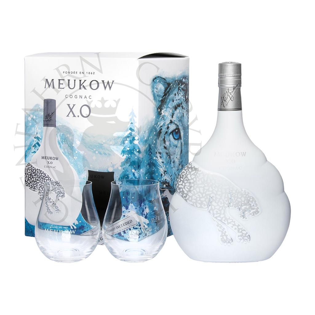 Meukow XO Cognac Ice Panther Geschenkpackung mit 2 Gläsern 70cl