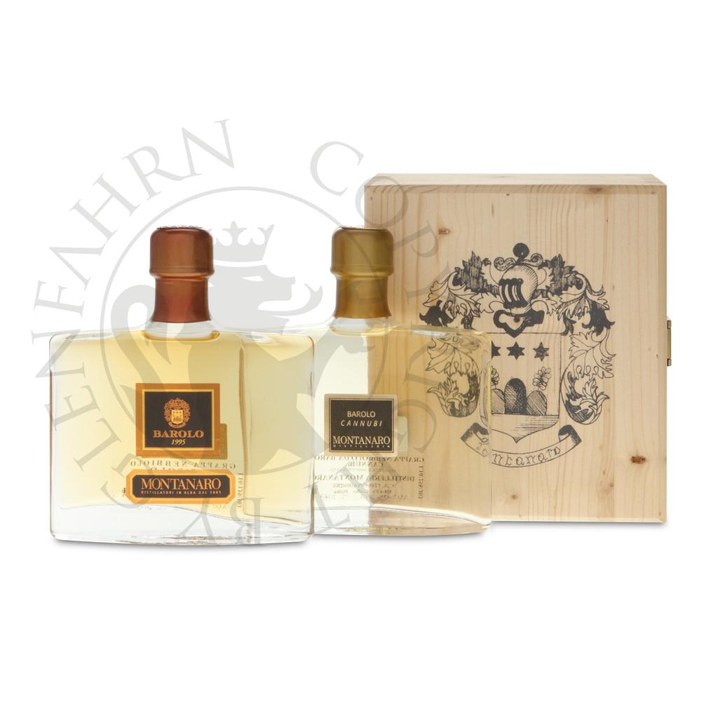 Montanaro Geschenkset Grappa di Barolo Cannubi und Barolo Riserva 2x20cl