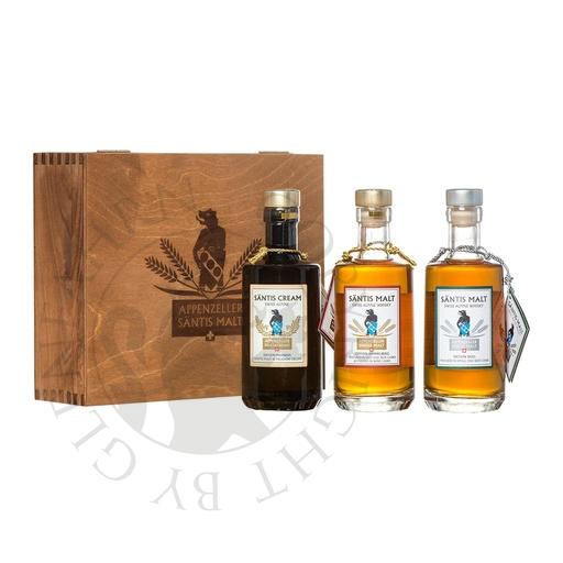 [sae140] Säntis Malt Holzkiste Edition Himmelberg, Sigel, Marwees 3x20cl