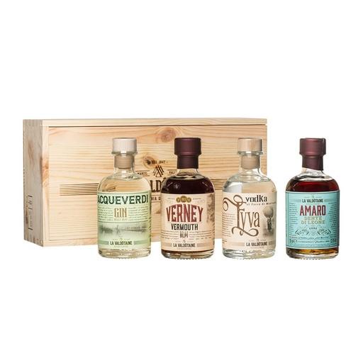 [gin207] La Valdotaine Geschenkset Acqueverdi, Verney Vermouth, Eyva Vodka, Amaro 4x20cl