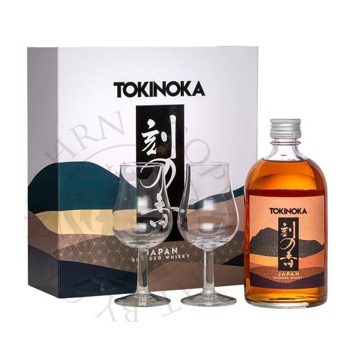 [tok001a] Tokinoka Geschenkpackung mit 2 Gläsern Blended Japanese Whisky 50cl