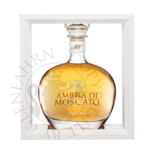 [gra354d] Luigi Francoli l'Ambra di Moscato Grappa Riserva in Holzrahmen 70cl