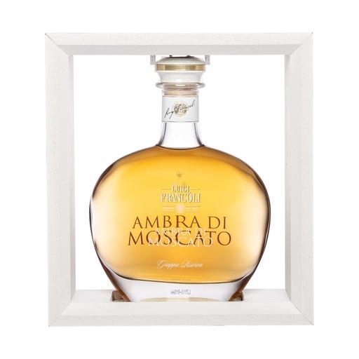 [gra354d] Luigi Francoli l'Ambra di Moscato Grappa Riserva in Holzrahmen 70cl