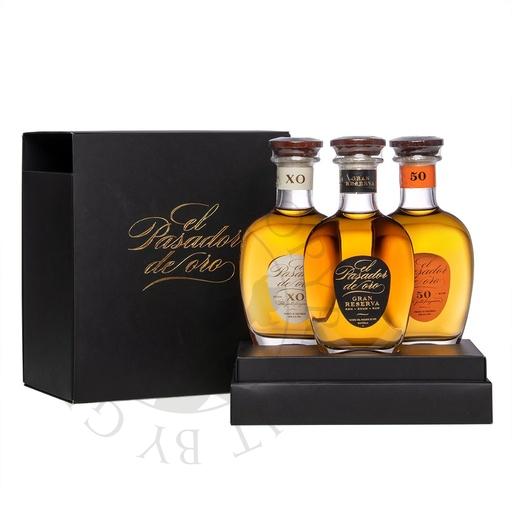 [rum820] El Pasador de Oro Rum Set - 50, Gran Reserva, XO 3x20cl