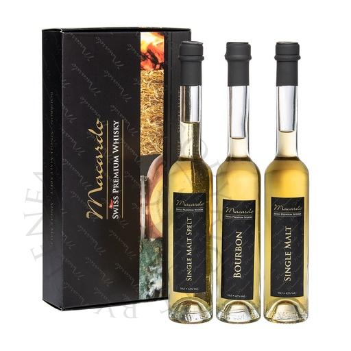 [mao001] Macardo Swiss Premium Whisky Set - Single Malt, Single Malt Spelt, Bourbon 3x10cl