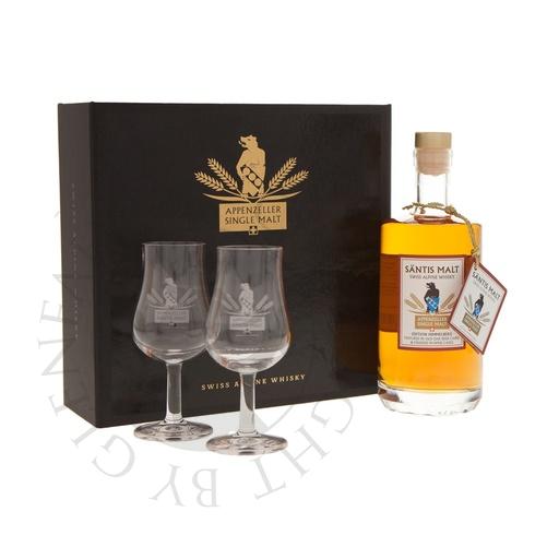 [sae109-050b] Säntis Malt Edition Himmelberg Premium Geschenkpackung mit 2 Gläsern 50cl