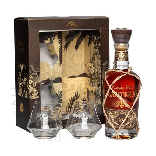 [rum132a] Planteray XO 20th Anniversary Extra Old Barbados Rum Geschenkpackung mit 2 Gläsern 70cl