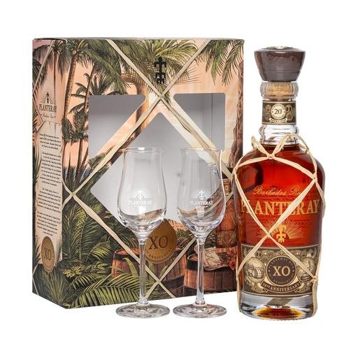 [rum132a] Planteray XO 20th Anniversary Extra Old Barbados Rum Geschenkpackung mit 2 Gläsern 70cl