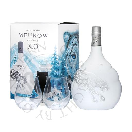 [cog059b] Meukow XO Cognac Ice Panther Geschenkpackung mit 2 Gläsern 70cl