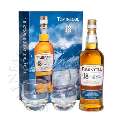 [toi040] Tomintoul 18y Geschenkpackung mit 2 Gläsern Single Malt Scotch Whisky 70cl