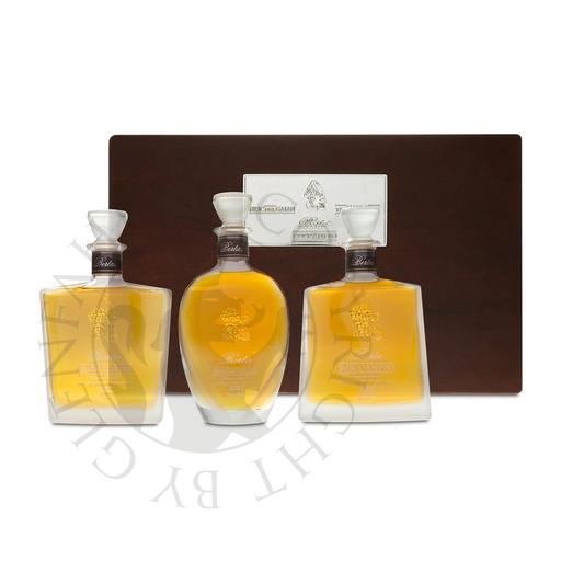 [gra027] Berta Grappa Set La Cassetta Tre Selezioni Tre Soli Tre, Roccanivo, Bric del Gaian 3x70cl