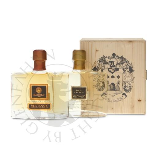 [gra062] Montanaro Geschenkset Grappa di Barolo Cannubi und Barolo Riserva 2x20cl