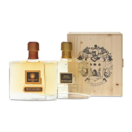[gra062] Montanaro Geschenkset Grappa di Barolo Cannubi und Barolo Riserva 2x20cl