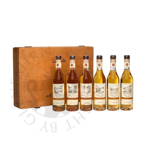 [gra223] Berta Collezione FDF Sori d'Olga, La Musa, San Pio in Caselle, Sulumu, Due Sorelle, Il Duca Grappa Set 6x20cl